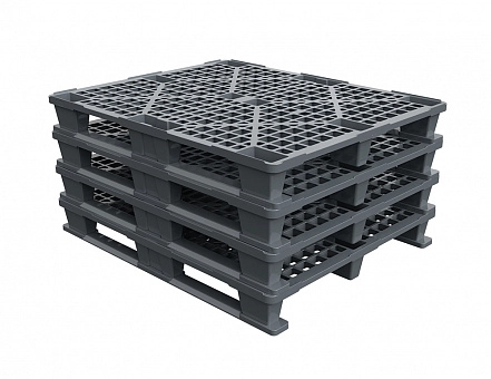 Легкий перфорированный пластиковый поддон 1200х1000 на двух полозьях