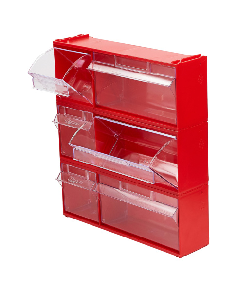 Короб откидной Стелла-техник F-300-2 , 300х96х112мм, красный, прозрачный